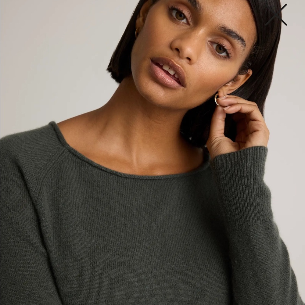 Quince Mongolian Cashmere Boatneck Sweater in Moss - size small - Picture 2 of 7